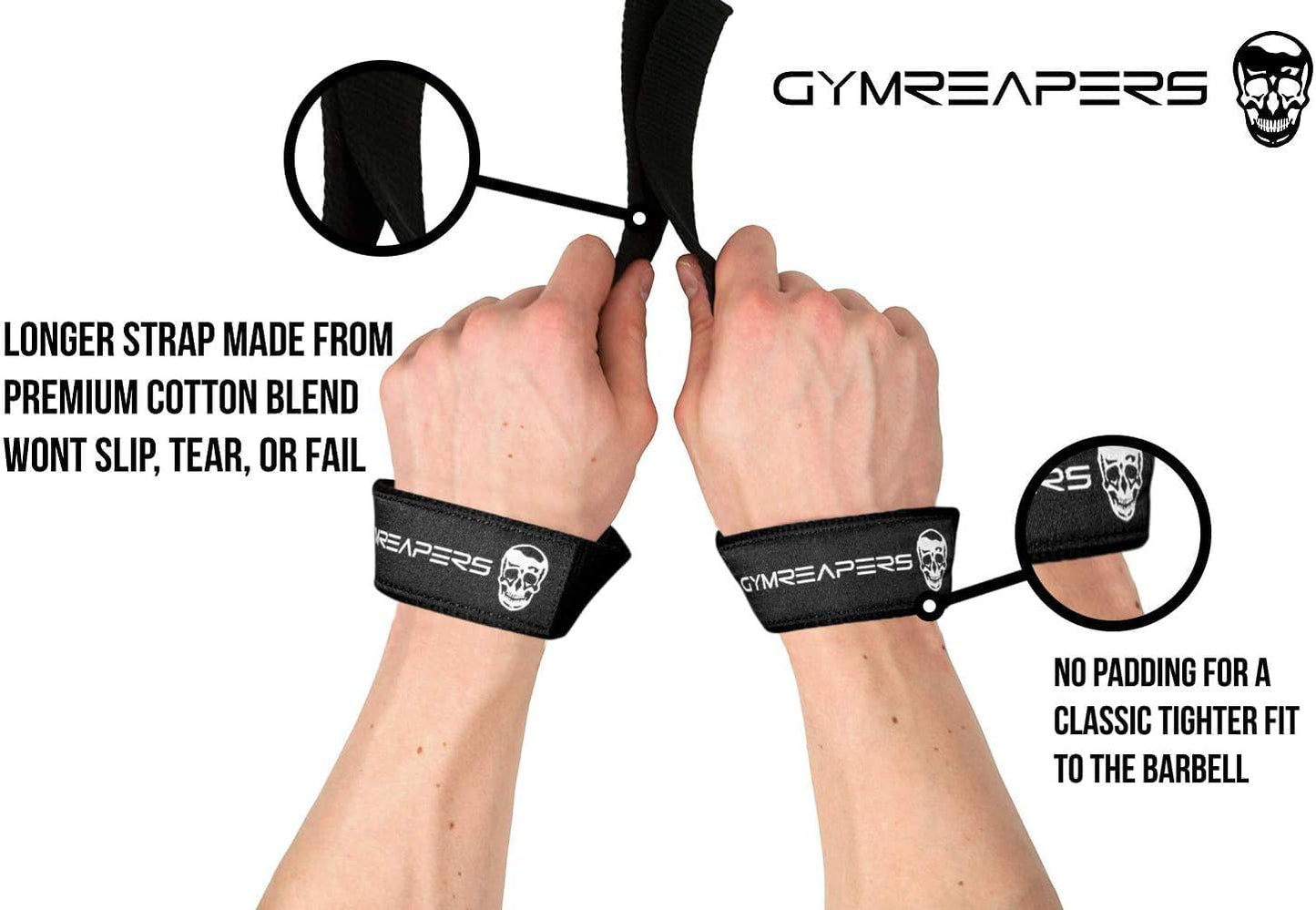 Lifting Wrist Straps for Weightlifting, Bodybuilding, Powerlifting, Strength Training, & Deadlifts - Padded Neoprene with 18 Inch Cotton