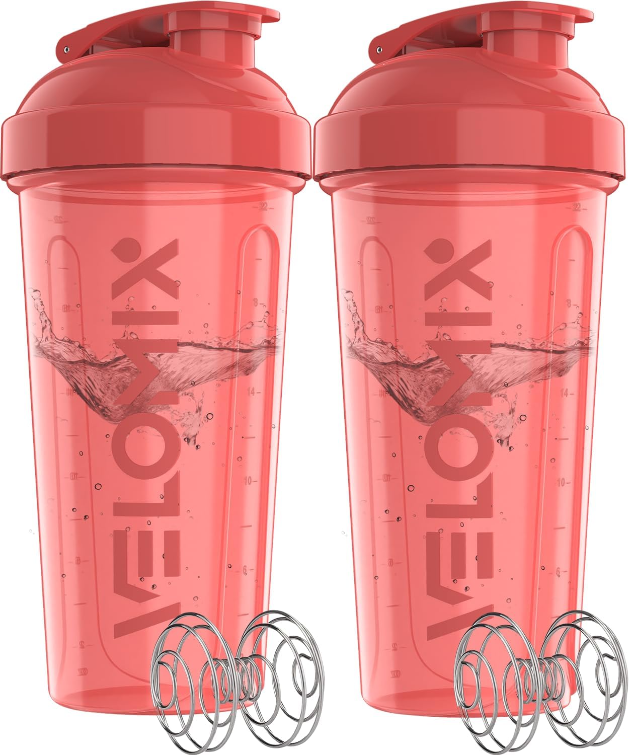 -2 Pack- 28 Oz Protein Shaker Bottles for Protein Mixes - 2X Wire Whisk | Leak Proof Shaker Cups for Protein Shakes | Protein Shaker Bottle Pack (Black/Transparent)