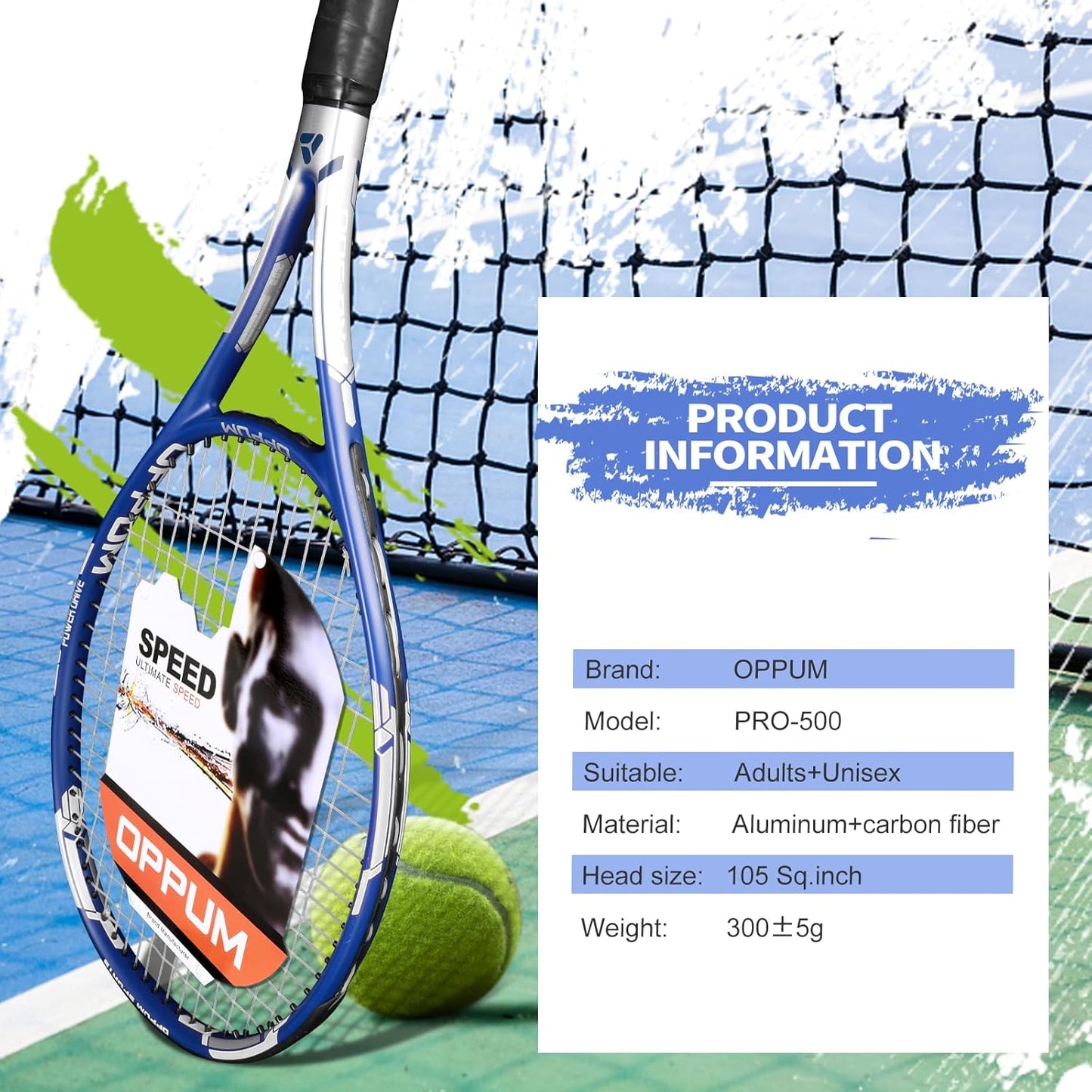 27" Pro Tennis Rackets (2-Pack), Lightweight, Durable Strings, Ideal for Beginner/Intermediate Players