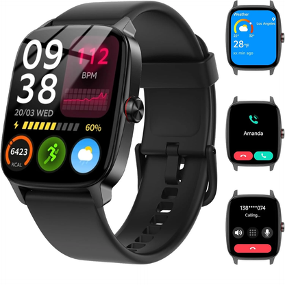 Smart Watch for Men Women with Bluetooth Call & AI Voice, 1.85" HD Fitness Tracker with Heart Rate Spo2 Sleep Monitor, 100+ Sports Modes, Mini Games, IP68 Waterproof Smartwatch for Android Ios Phones
