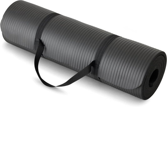 1/2 Inch Extra Thick Exercise Yoga Mat with Carrying Strap, Cushioned Support, for Fitness and Gym Workouts