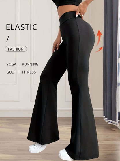 Women'S Spring and Summer High Waisted Tight Fitting Flared Pants, Slim Leg Long Black Pants, Thin Wide Leg Pants for Slim Women