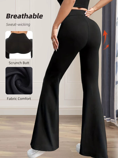 Women'S Spring and Summer High Waisted Tight Fitting Flared Pants, Slim Leg Long Black Pants, Thin Wide Leg Pants for Slim Women