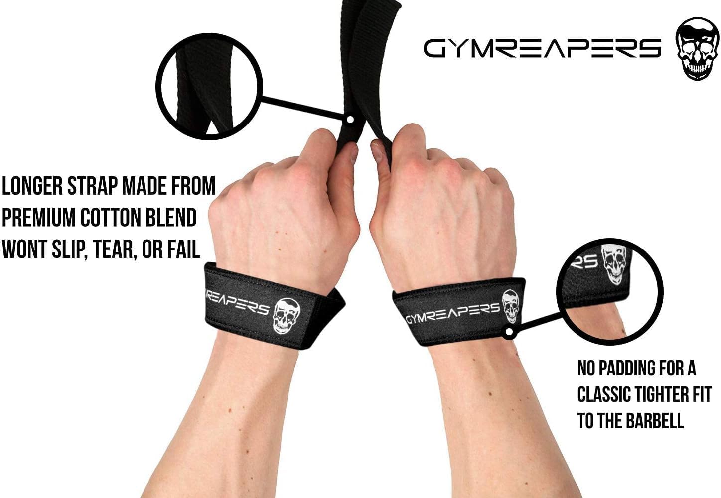 Lifting Wrist Straps for Weightlifting, Bodybuilding, Powerlifting, Strength Training, & Deadlifts - Padded Neoprene with 18 Inch Cotton