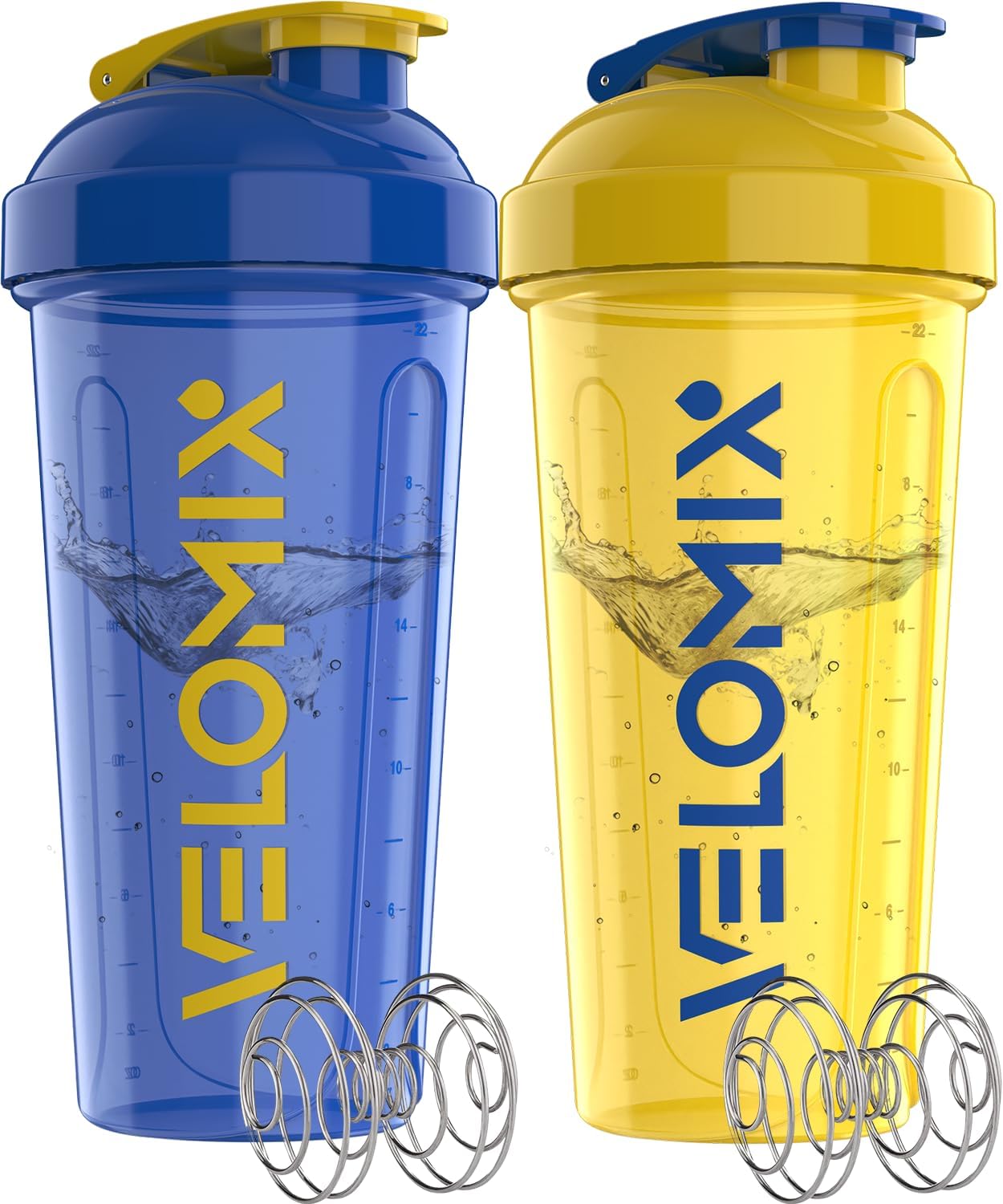 -2 Pack- 28 Oz Protein Shaker Bottles for Protein Mixes - 2X Wire Whisk | Leak Proof Shaker Cups for Protein Shakes | Protein Shaker Bottle Pack (Black/Transparent)