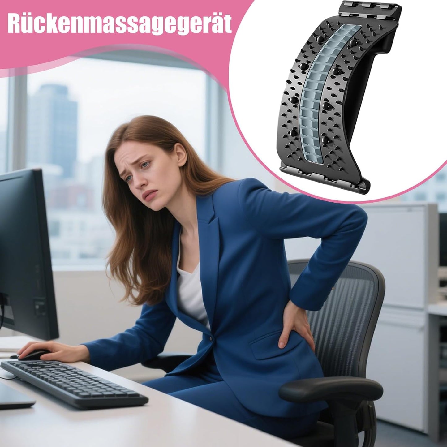 Back Stretcher, Adjustable Lumbar Support Back Board, Backs Stretcher Postures Corrector with Magnetic Point Massage, 2025 Backs Stretchers Cracker Massager Backss Pains Relief, for Women & Men