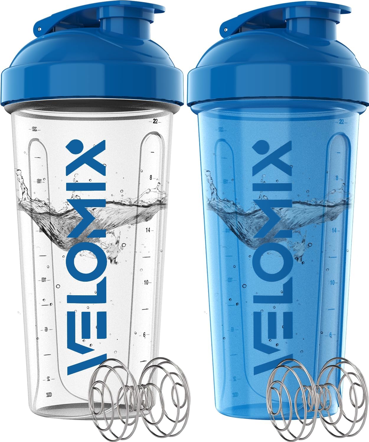 -2 Pack- 28 Oz Protein Shaker Bottles for Protein Mixes - 2X Wire Whisk | Leak Proof Shaker Cups for Protein Shakes | Protein Shaker Bottle Pack (Black/Transparent)
