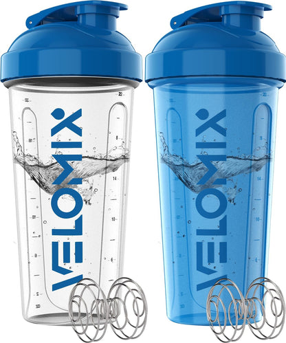 -2 Pack- 28 Oz Protein Shaker Bottles for Protein Mixes - 2X Wire Whisk | Leak Proof Shaker Cups for Protein Shakes | Protein Shaker Bottle Pack (Black/Transparent)