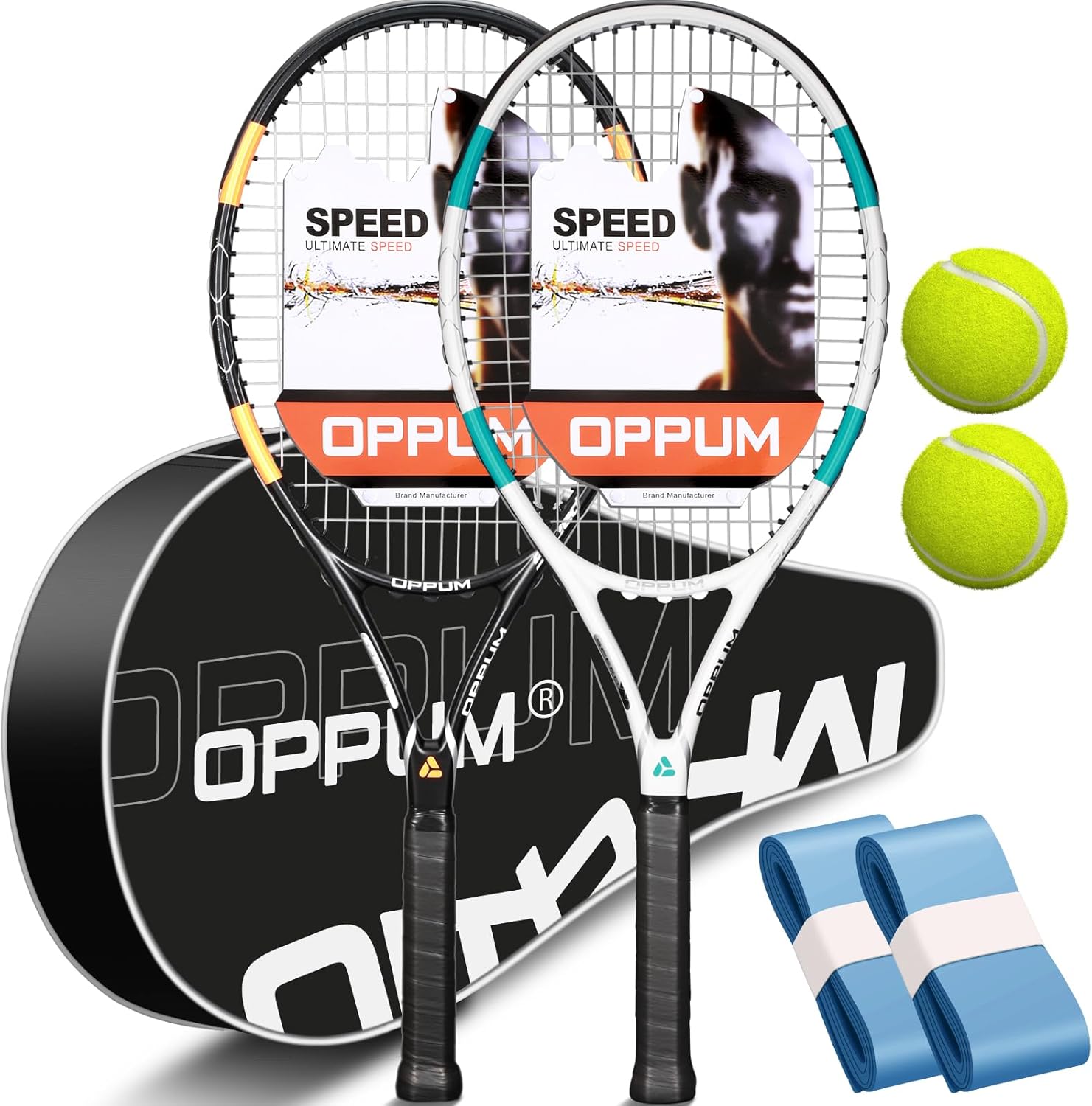 27" Pro Tennis Rackets (2-Pack), Lightweight, Durable Strings, Ideal for Beginner/Intermediate Players