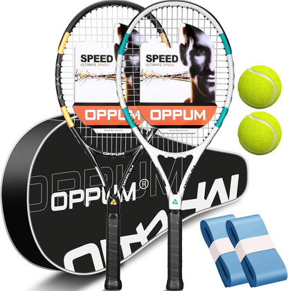 27" Pro Tennis Rackets (2-Pack), Lightweight, Durable Strings, Ideal for Beginner/Intermediate Players