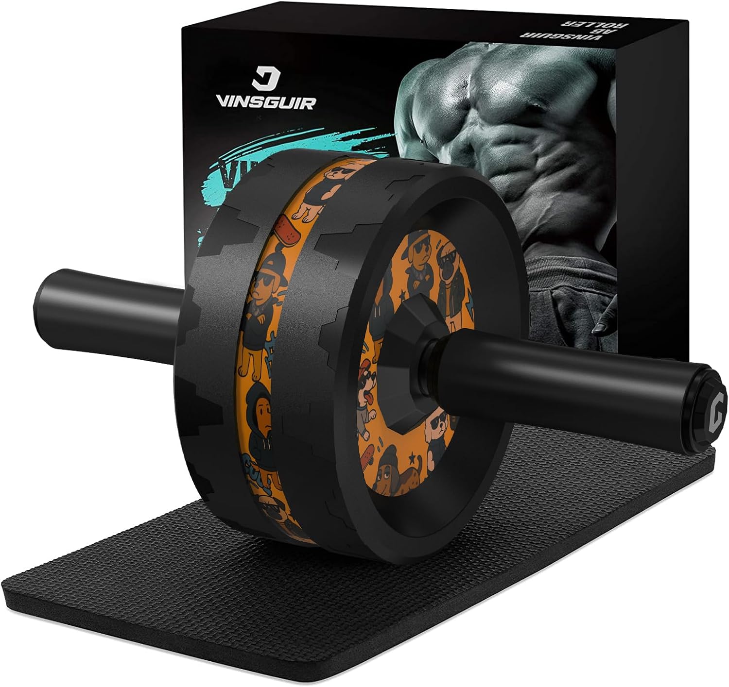 Ab Roller Wheel, Abs & Core Workout Equipment for Home Gym with Knee Pad Accessories, Abdominal Wheel for Full-Body Strength Training