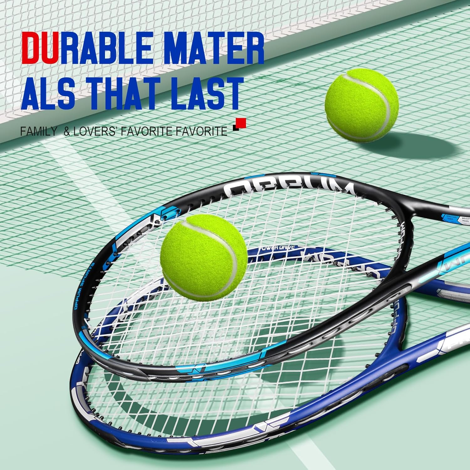 27" Pro Tennis Rackets (2-Pack), Lightweight, Durable Strings, Ideal for Beginner/Intermediate Players
