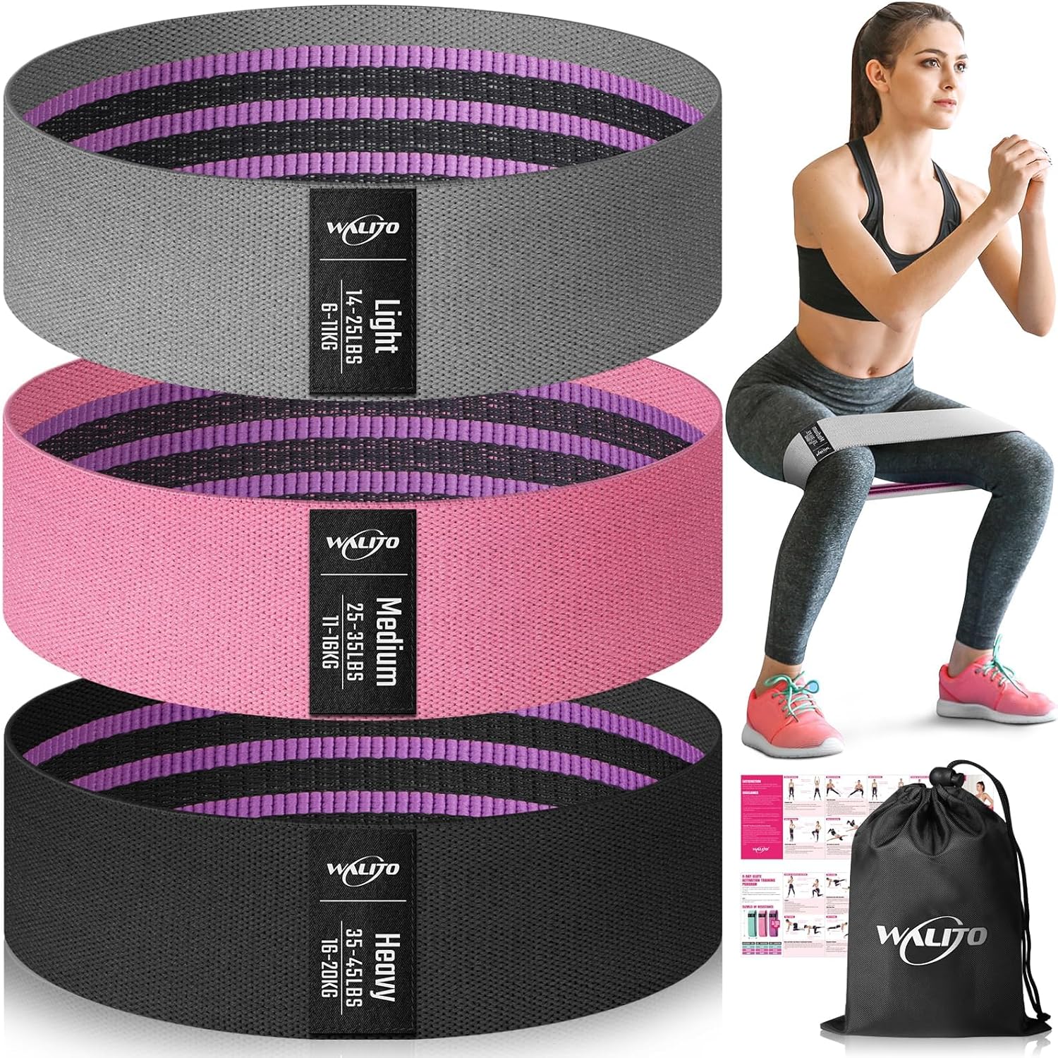 Resistance Bands for Working Out, Fabric Exercise Bands for Legs and Butt, Workout Bands for Women and Men, Booty Band for Yoga Starter Set, Pilates, Rehab, Fitness and Home Workout