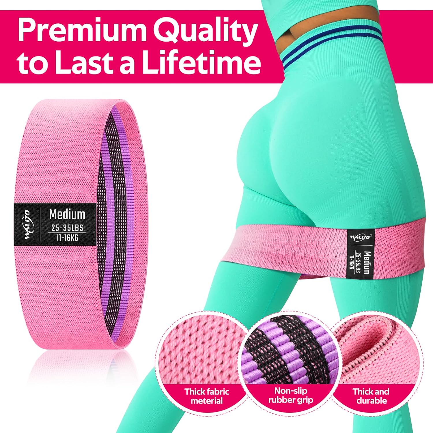 Resistance Bands for Working Out, Fabric Exercise Bands for Legs and Butt, Workout Bands for Women and Men, Booty Band for Yoga Starter Set, Pilates, Rehab, Fitness and Home Workout