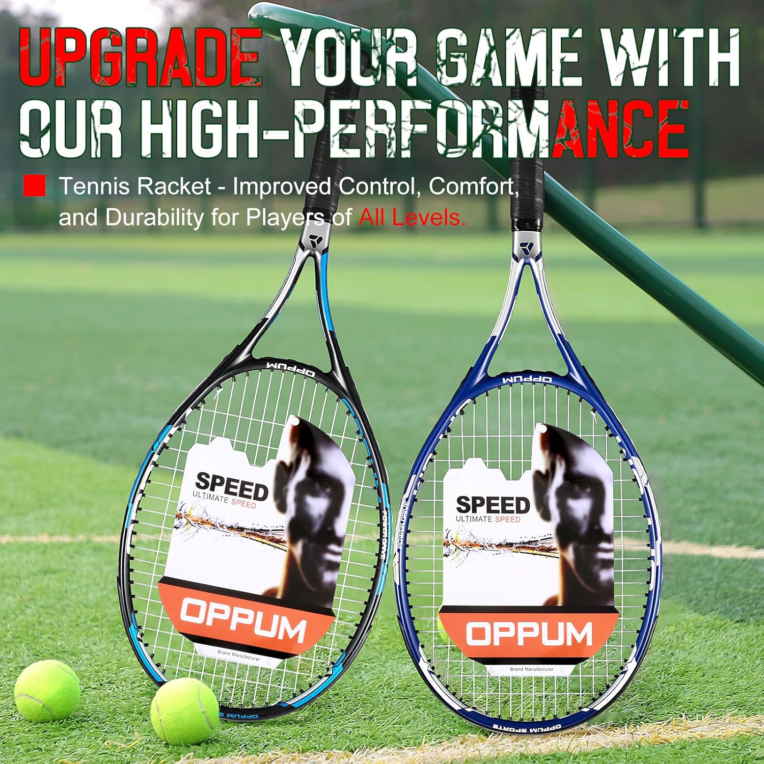 27" Pro Tennis Rackets (2-Pack), Lightweight, Durable Strings, Ideal for Beginner/Intermediate Players