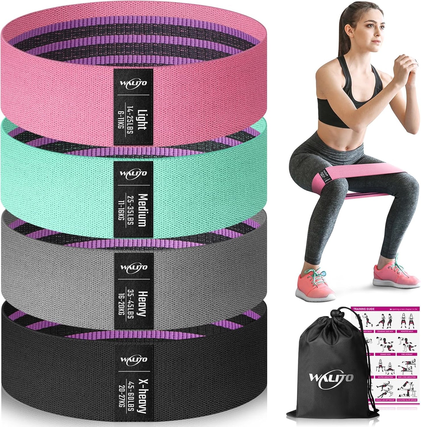 Resistance Bands for Working Out, Fabric Exercise Bands for Legs and Butt, Workout Bands for Women and Men, Booty Band for Yoga Starter Set, Pilates, Rehab, Fitness and Home Workout