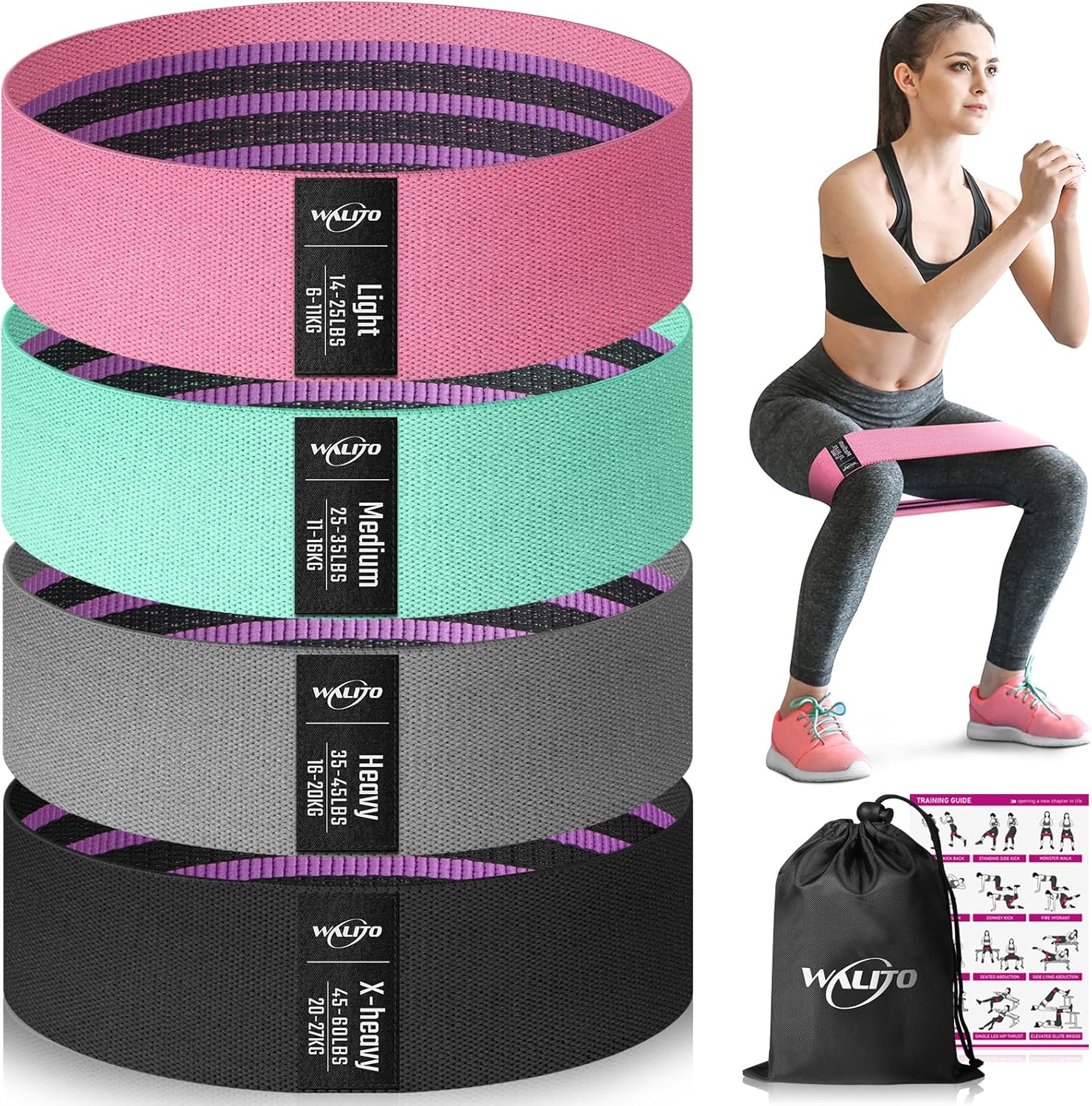 Resistance Bands for Working Out, Fabric Exercise Bands for Legs and Butt, Workout Bands for Women and Men, Booty Band for Yoga Starter Set, Pilates, Rehab, Fitness and Home Workout