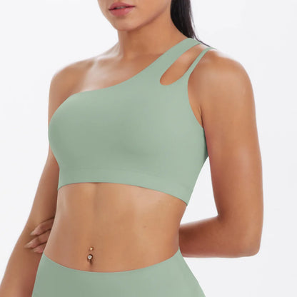 JUREN Sports Bra Women Push up Fitness Bras One Shoulder Underwear Shockproof Yoga Bra Workout Bra Yoga Running Bra Sexy Vest