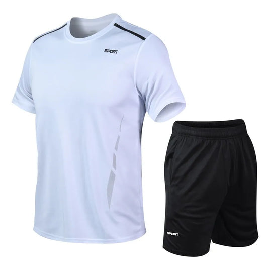Men'S Quick Drying Running Sets Breathable Hiking Fishing T-Shirt Short Soft Elasticity Gym Fitness Suits Outdoor Sports