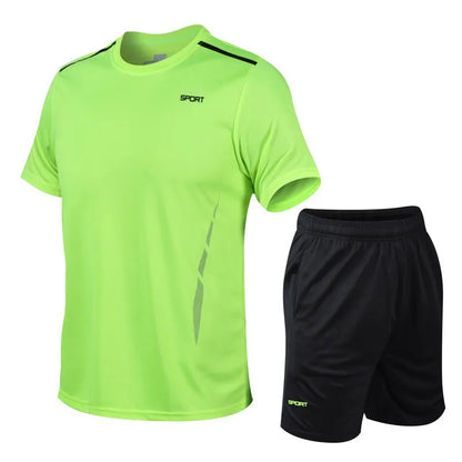 Men'S Quick Drying Running Sets Breathable Hiking Fishing T-Shirt Short Soft Elasticity Gym Fitness Suits Outdoor Sports