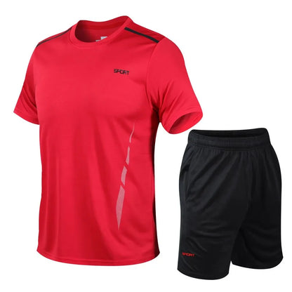 Men'S Quick Drying Running Sets Breathable Hiking Fishing T-Shirt Short Soft Elasticity Gym Fitness Suits Outdoor Sports
