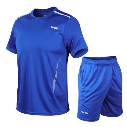 Men'S Quick Drying Running Sets Breathable Hiking Fishing T-Shirt Short Soft Elasticity Gym Fitness Suits Outdoor Sports