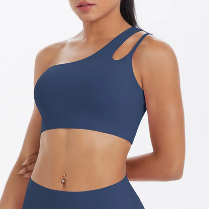 JUREN Sports Bra Women Push up Fitness Bras One Shoulder Underwear Shockproof Yoga Bra Workout Bra Yoga Running Bra Sexy Vest