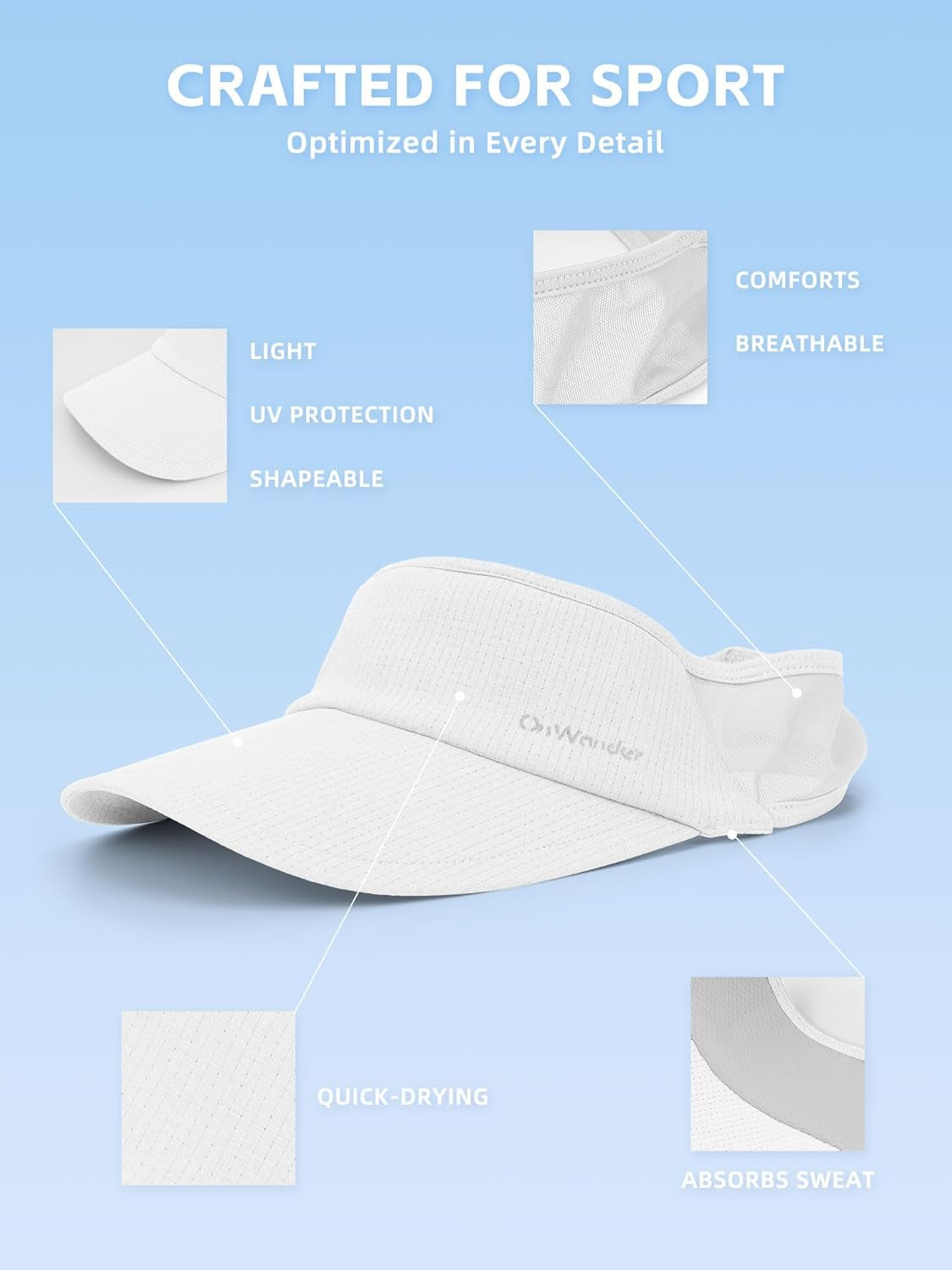 Sport Sun Visor Hat for Women and Men,Lightweight Stretchy Adjustable Hat for Golf,Running,Tennis