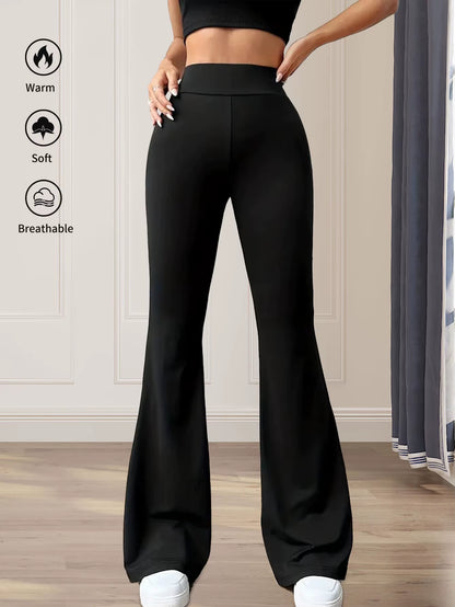 Women'S Spring and Summer High Waisted Tight Fitting Flared Pants, Slim Leg Long Black Pants, Thin Wide Leg Pants for Slim Women