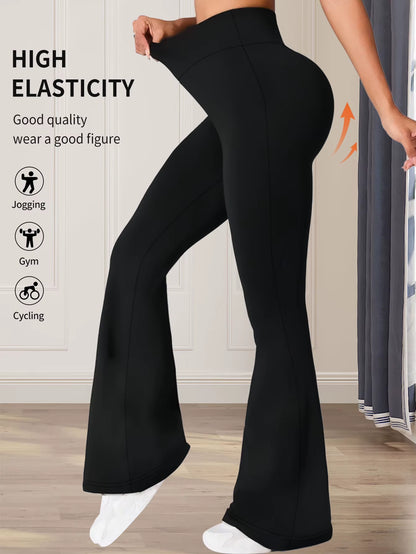 Women'S Spring and Summer High Waisted Tight Fitting Flared Pants, Slim Leg Long Black Pants, Thin Wide Leg Pants for Slim Women